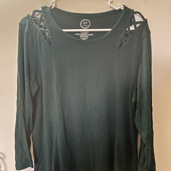 Apt. 9 Tops - Apt. 9 Dark Green Blouse with Cutout Shoulders
